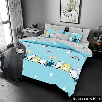 Двуспальное постельное белье Бязь голд "44 кота голубой фон" 83070 фото
